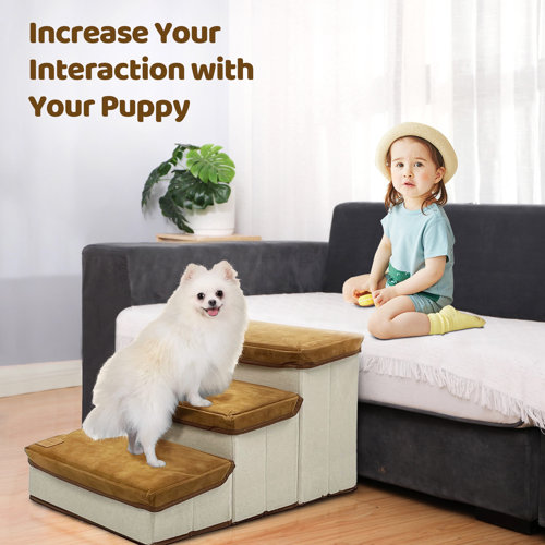 Tucker Murphy Pet™ 3Step Dog Stairs For High Beds Couch For Cats Pets With Storage & Reviews